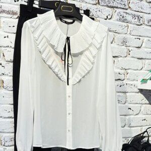 Zara Buttoned Blouse With Bow Size M